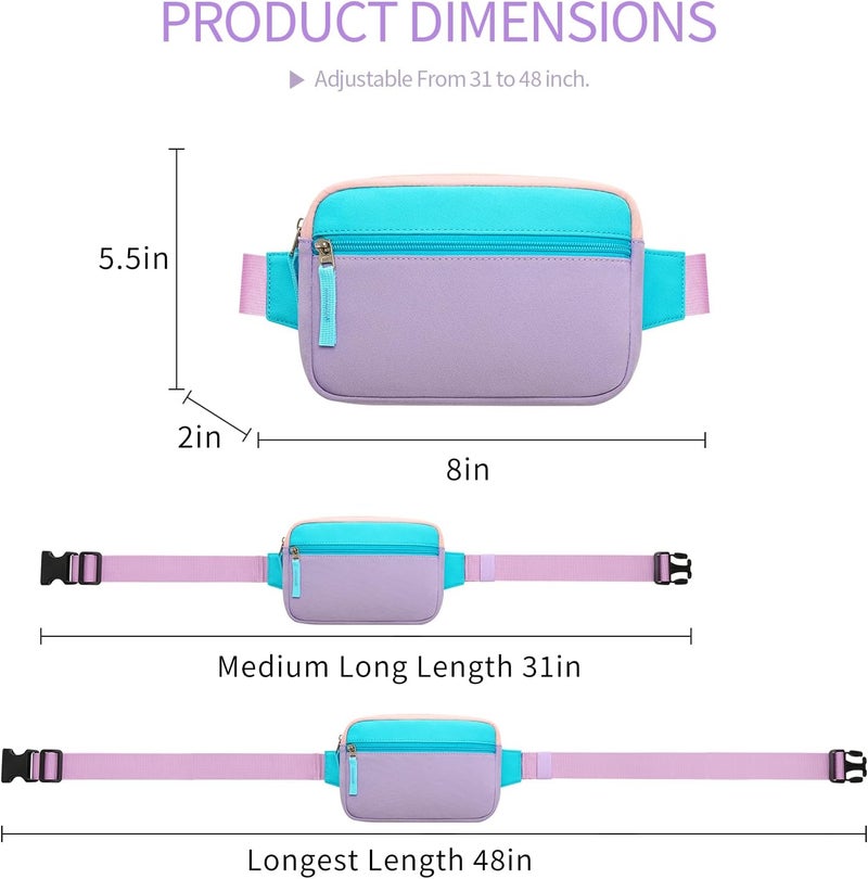 cotmcor Store Valentines Day Gifts for Kids: Fanny Pack Birthday Gift for 5 6 7 8 9 10 11 12 Year Old Teen Girls, Preppy Cute Trendy Stuff Colorblock Crossbody Bag Adjustable Belt Bags for Travel Outdoor - Image 4
